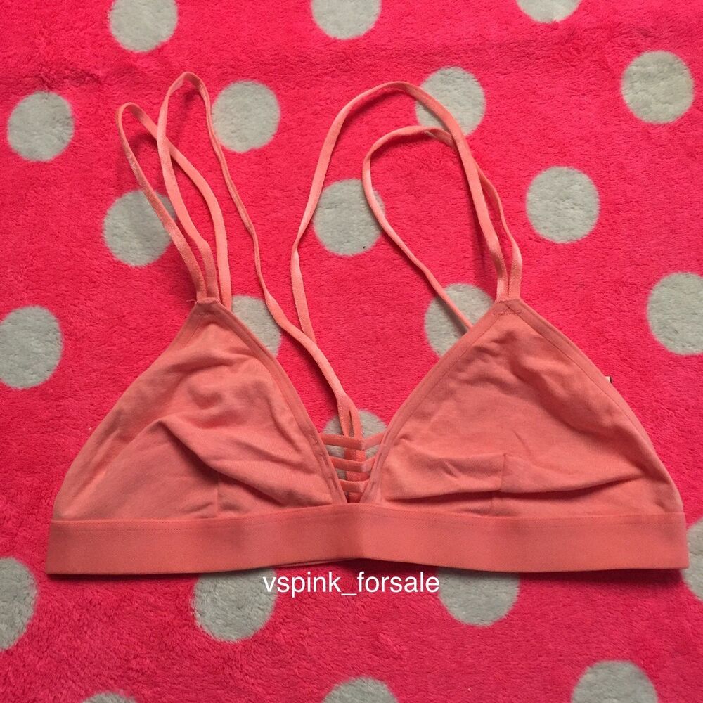 Victoria's Secret Strappy Triangle Bralette new VS Bra Coral - Picture 1 of 3